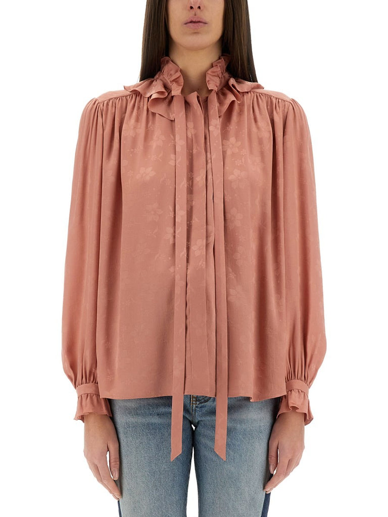 FLUID SILK JACQUARD BLOUSE