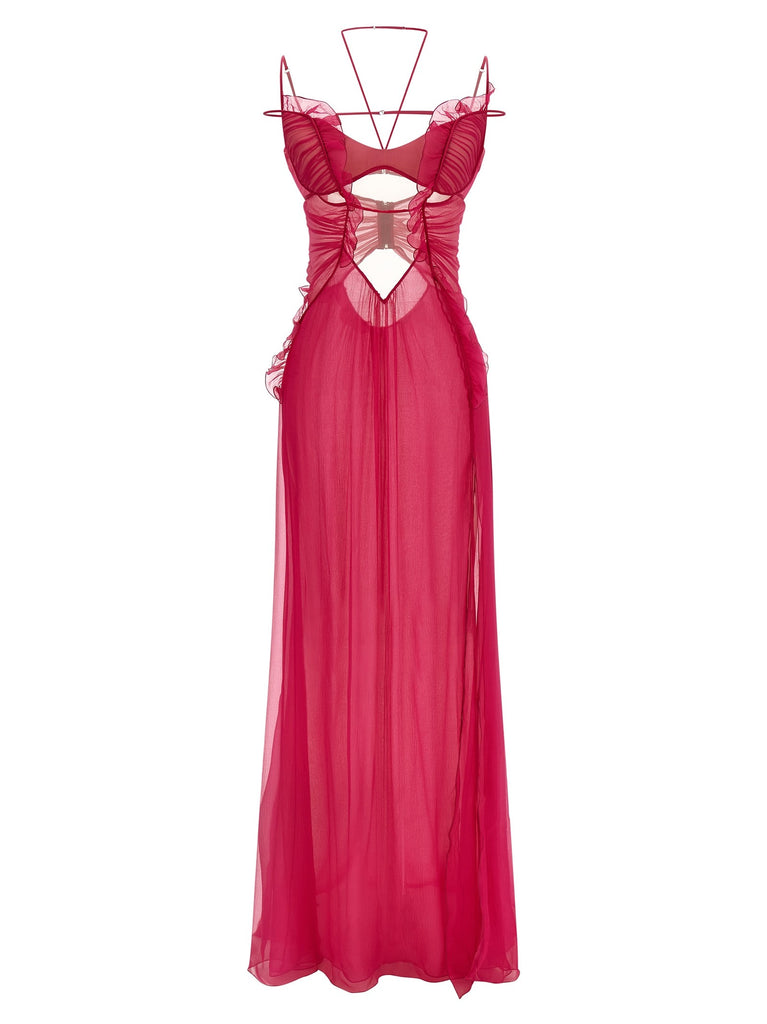 'Frilled Gown With Cutouts' dress
