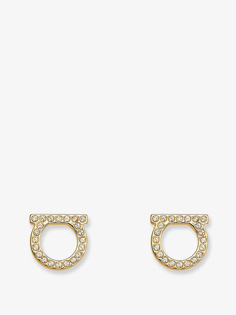 Gancini Crystals Brass Earrings
