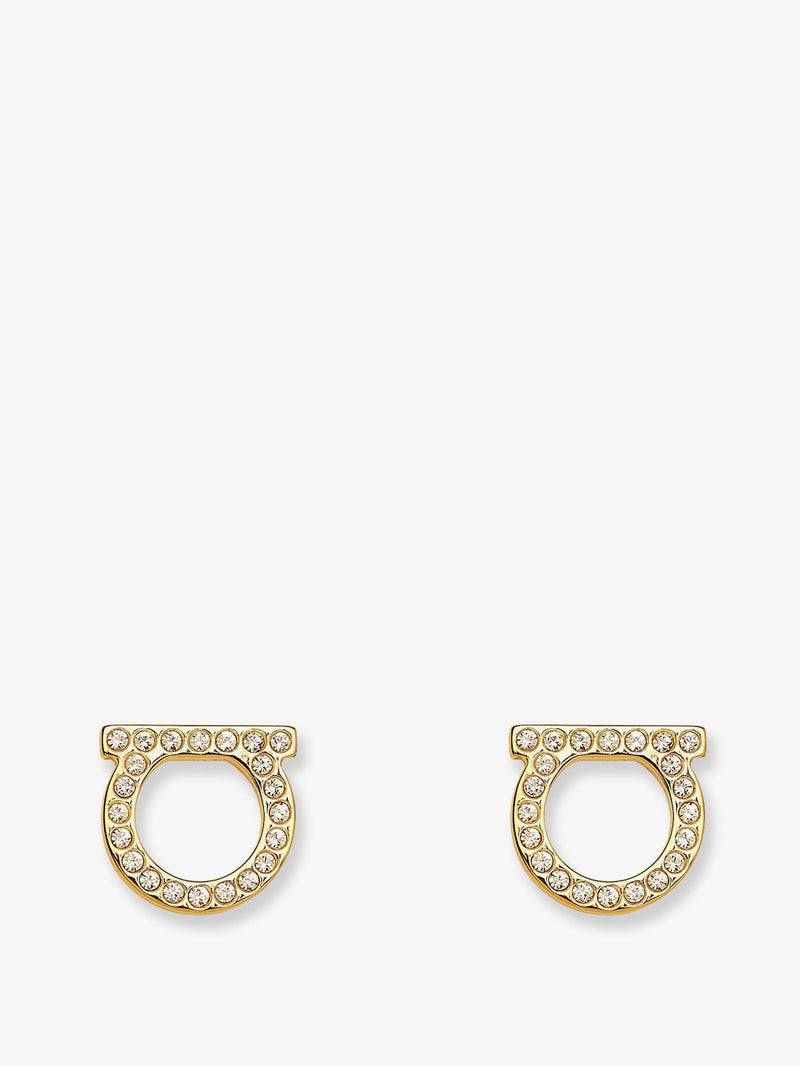 Gancini Crystals Brass Earrings