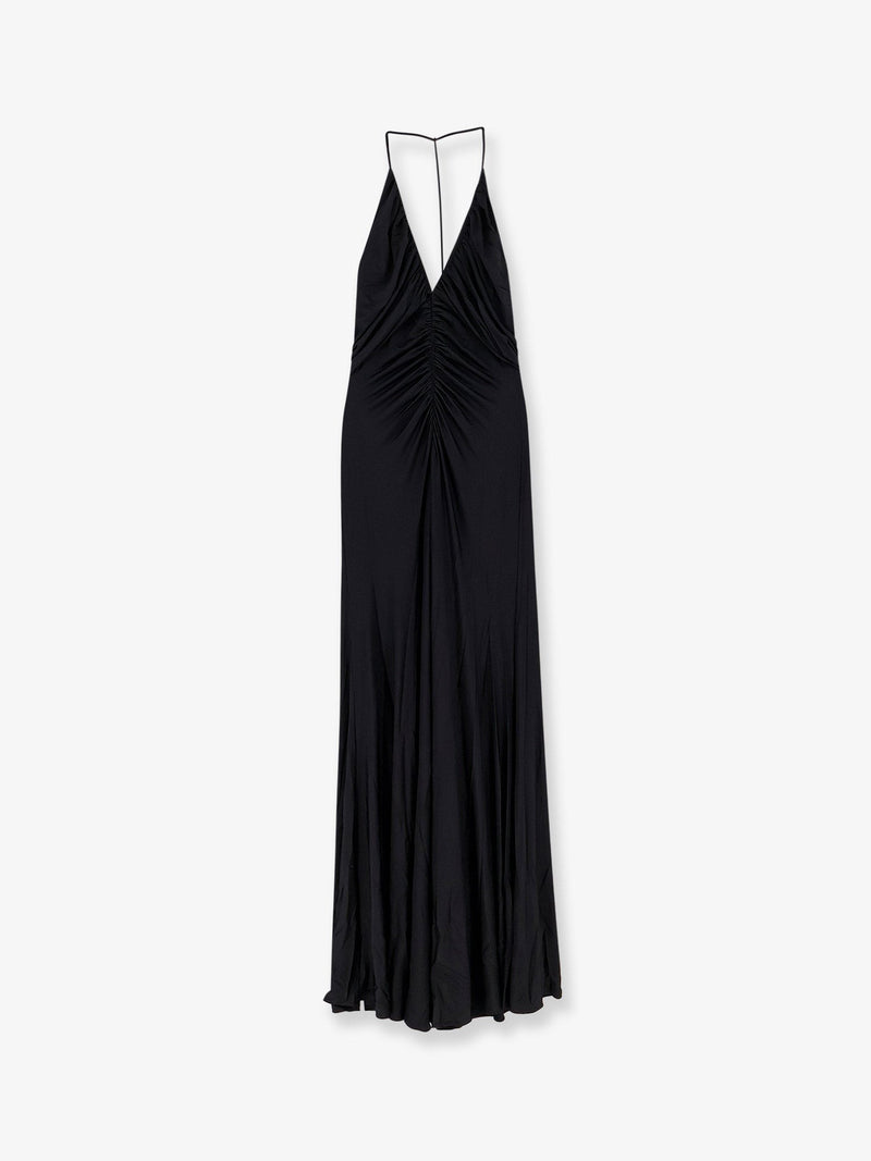 Gathered jersey long dress