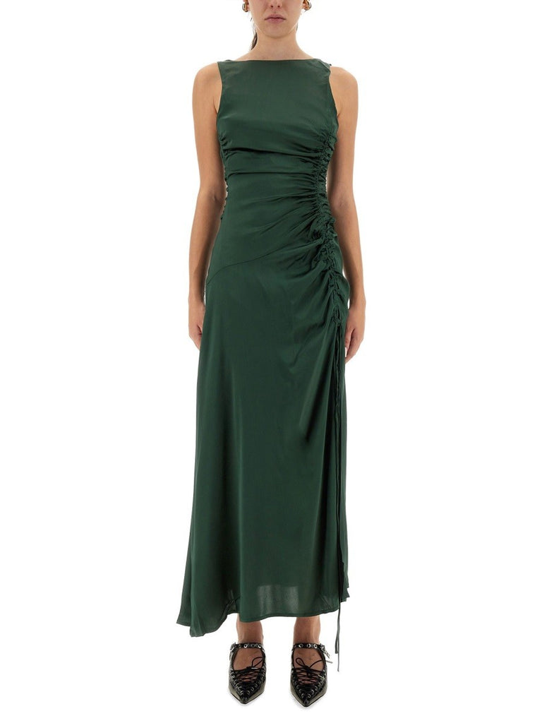 GATHERED SATIN DRESS