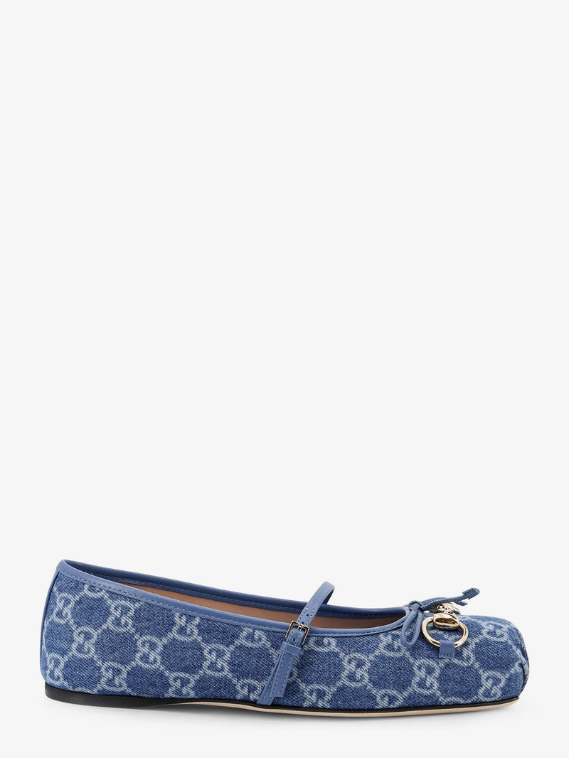 GG fabric ballet flat with metal Horsebit