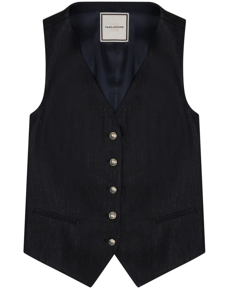 GILET IN LINO CON BOTTONI