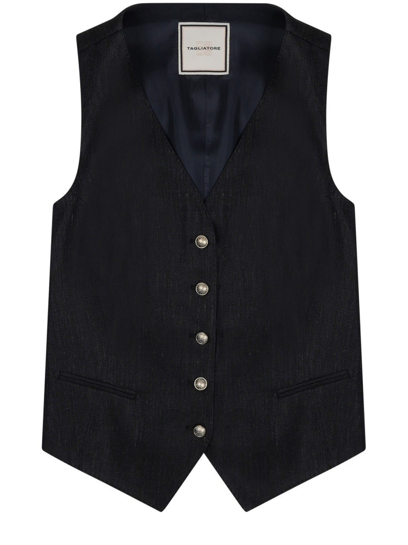 GILET IN LINO CON BOTTONI
