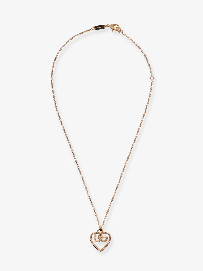 Gold brass necklace with rhinestones