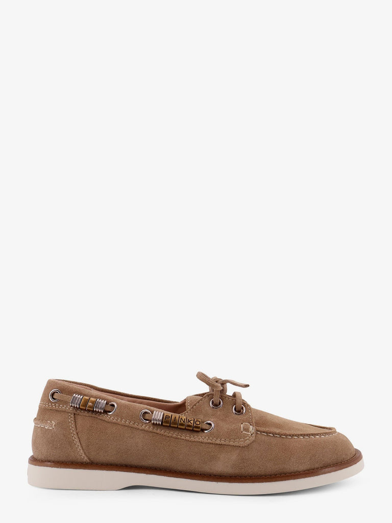 Grace suede loafers with metal lettering logo