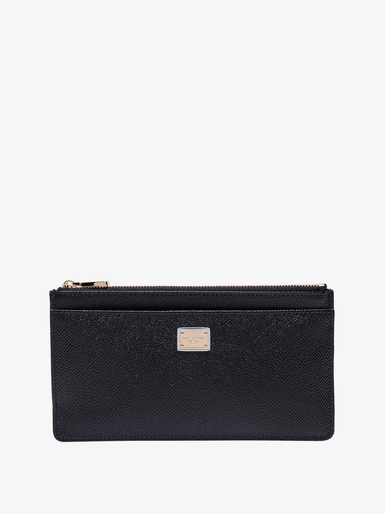 Hammered leather card holder with metal tag