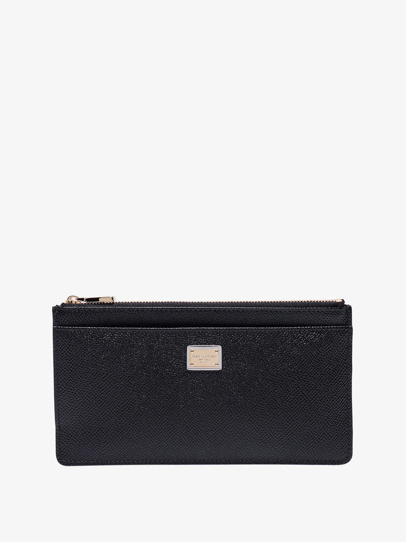 Hammered leather card holder with metal tag
