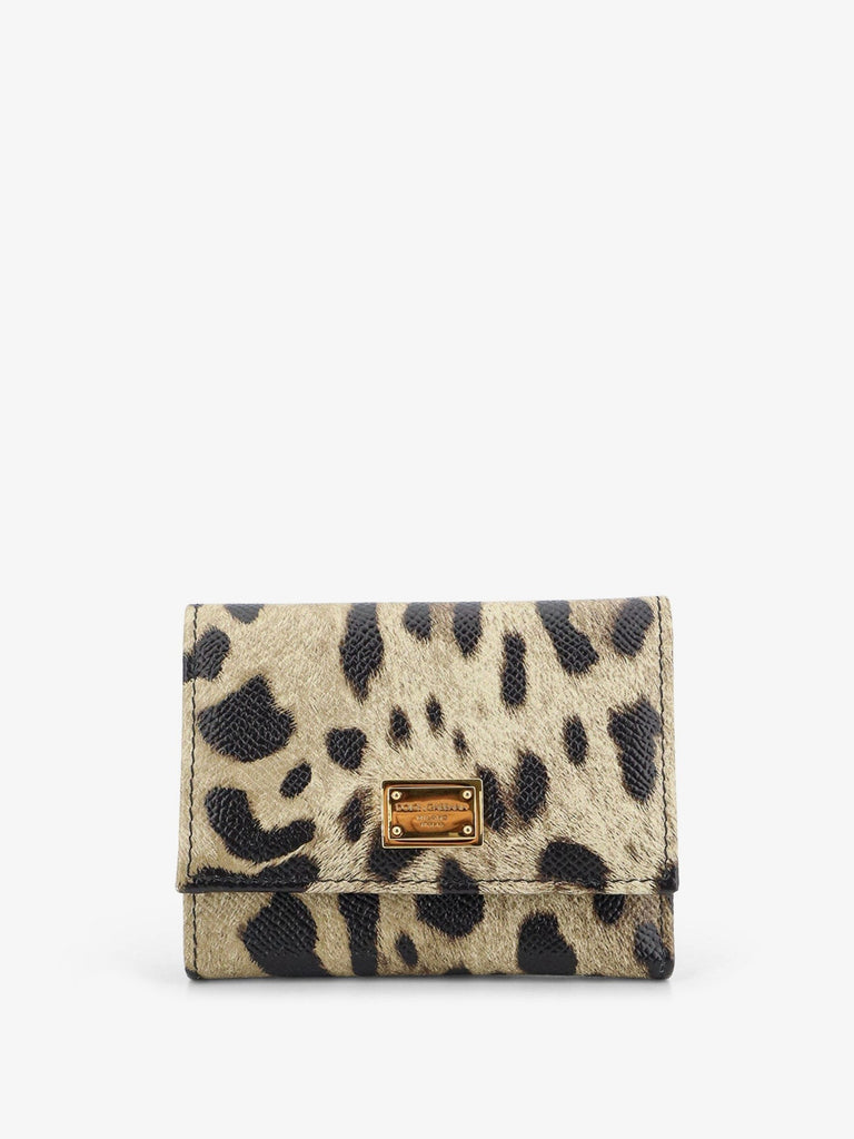 Hammered leather wallet with animal print