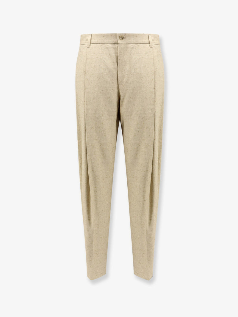 Hemp, linen and silk trousers with tweed effect