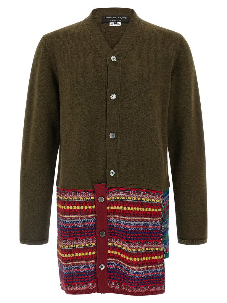 Jacquard insert cardigan