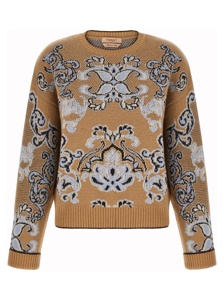Jacquard wool blend sweater