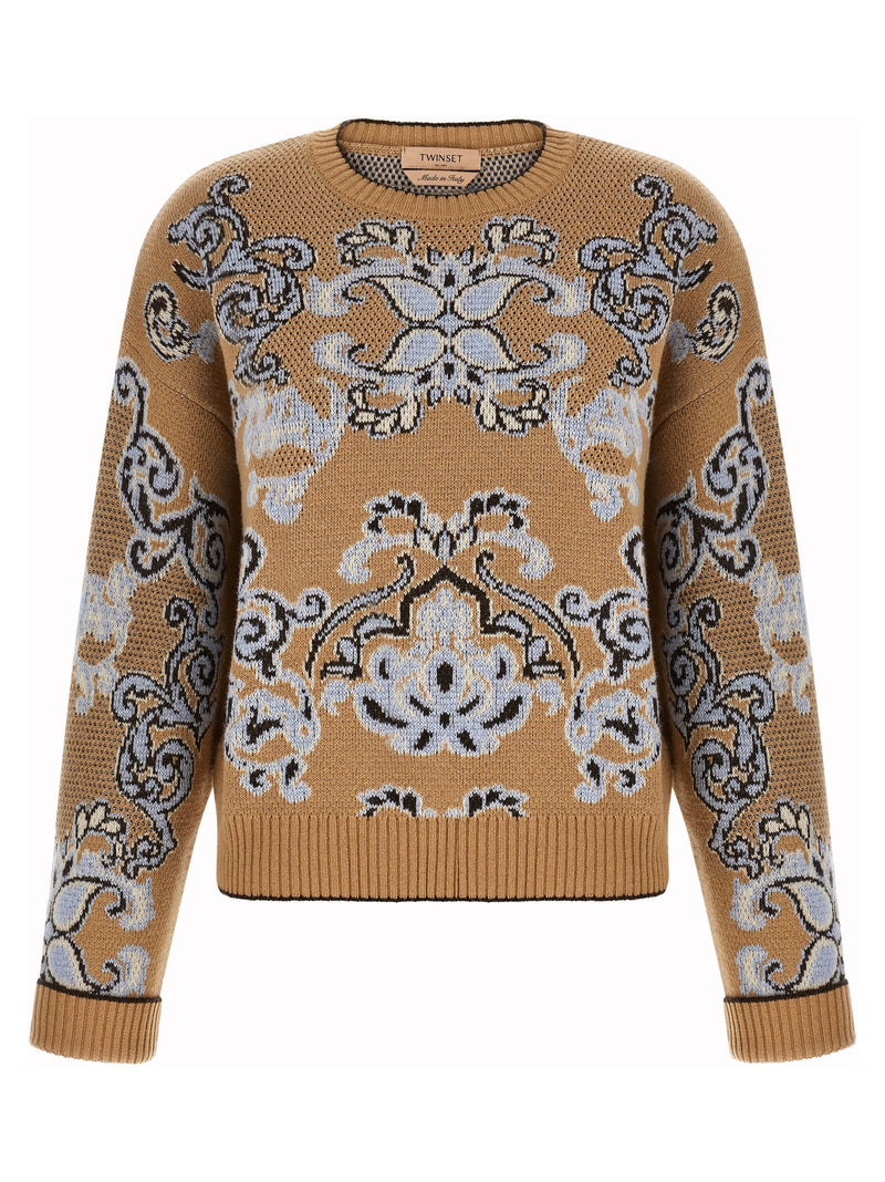 Jacquard wool blend sweater