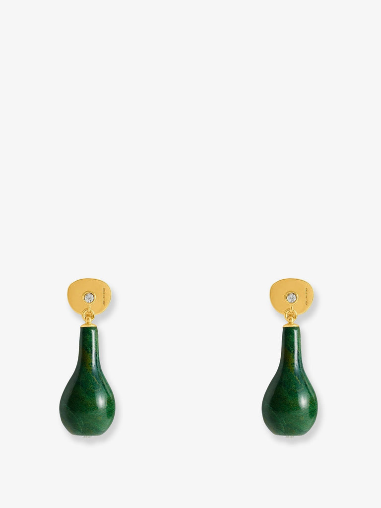 Jade Drops Brass Earrings