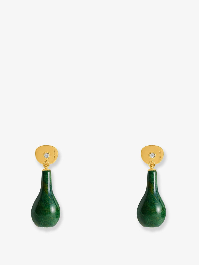 Jade Drops Brass Earrings