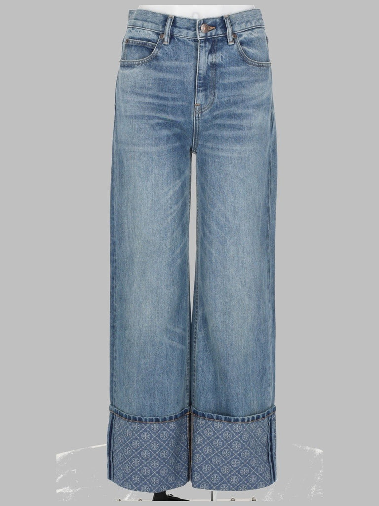 JEANS A GAMBA DRITTA CON RISVOLTO A CONTRASTO