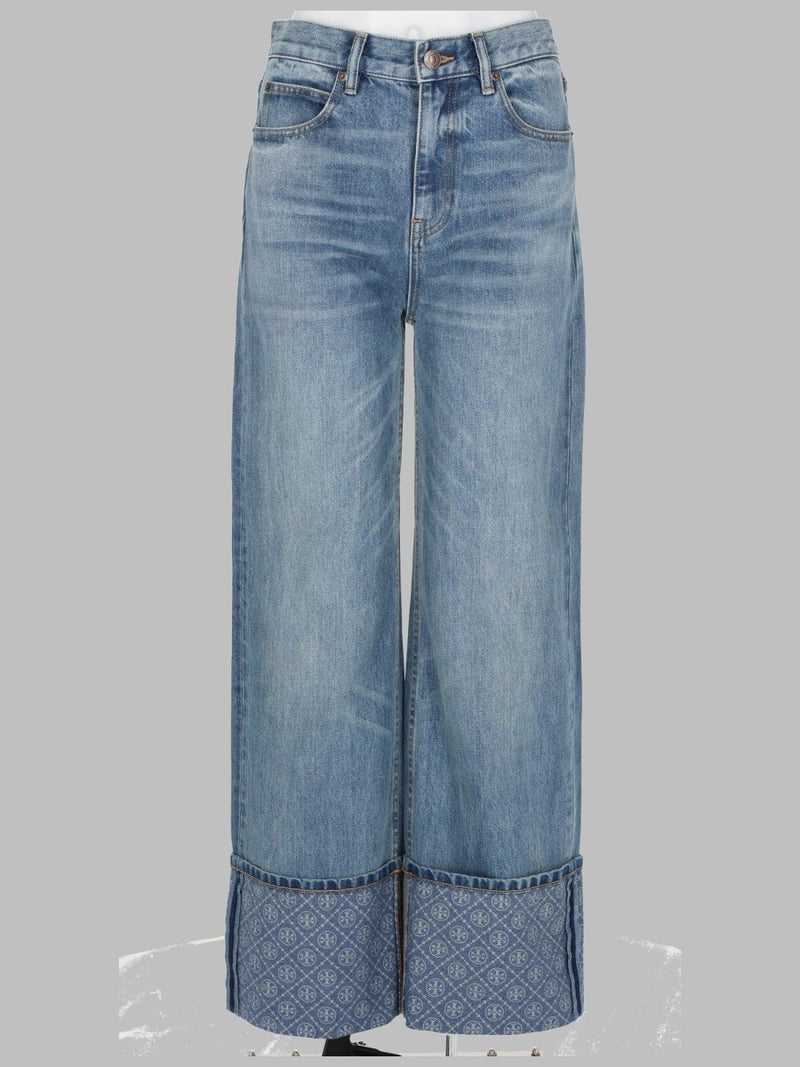 JEANS A GAMBA DRITTA CON RISVOLTO A CONTRASTO