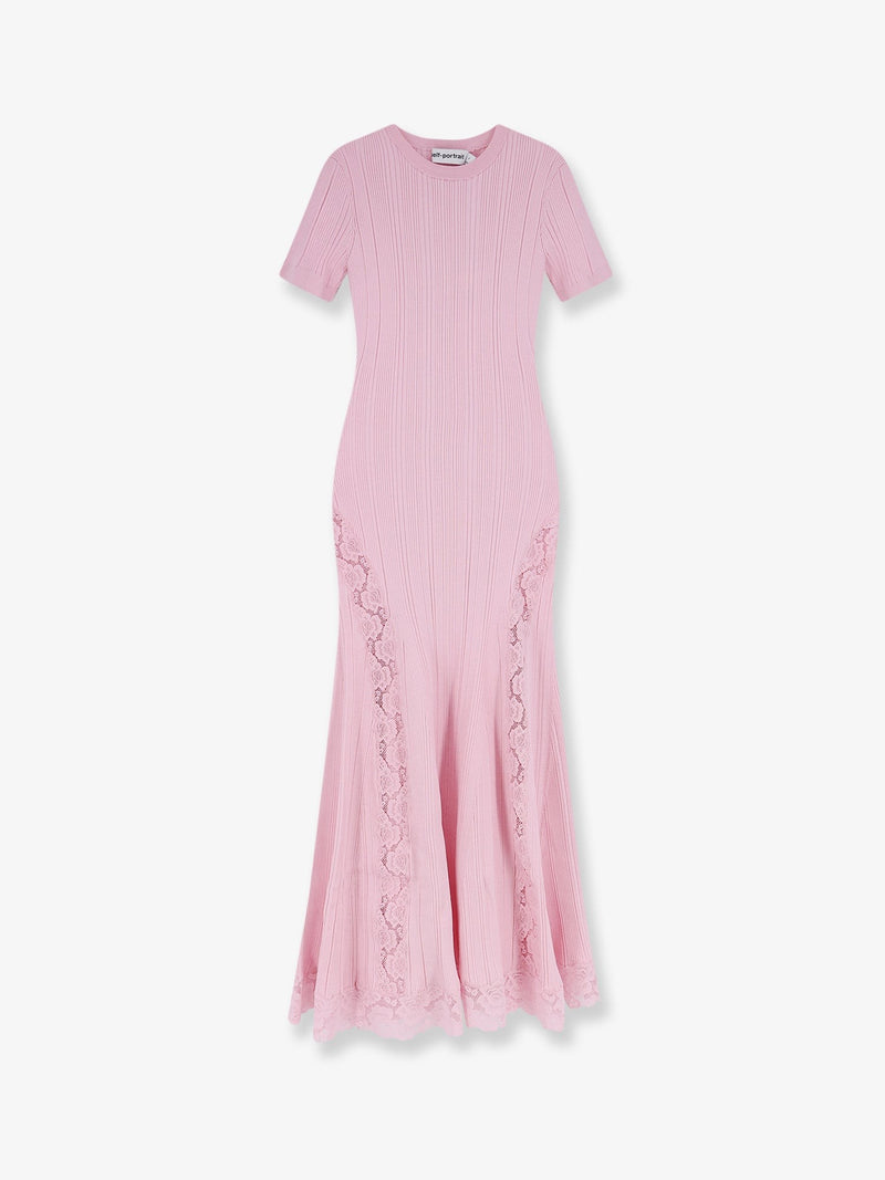 Knit Lace Insert midi dress
