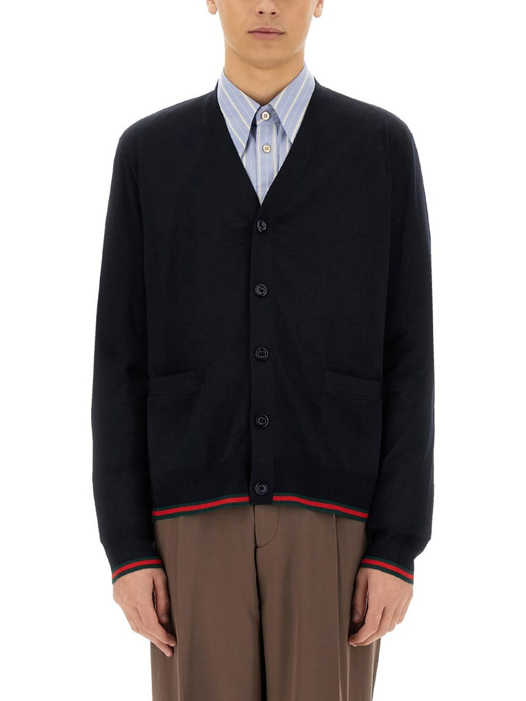 KNITTED WOOL CARDIGAN WITH WEB PATTERN