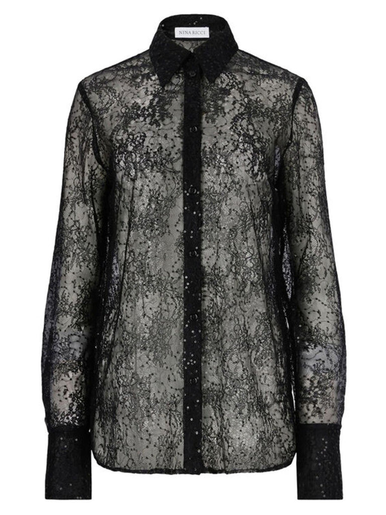 LACE SHIRT WITH SEQUINS