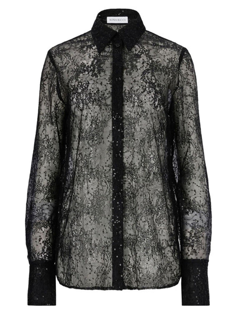LACE SHIRT WITH SEQUINS