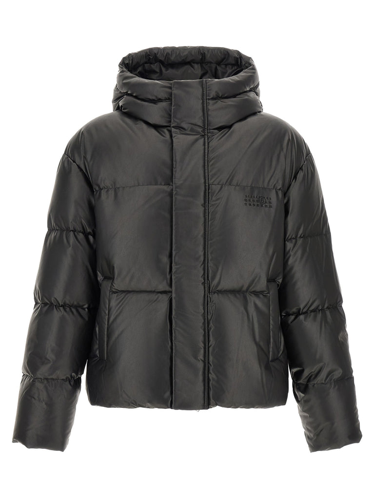 Lacquered finish down jacket