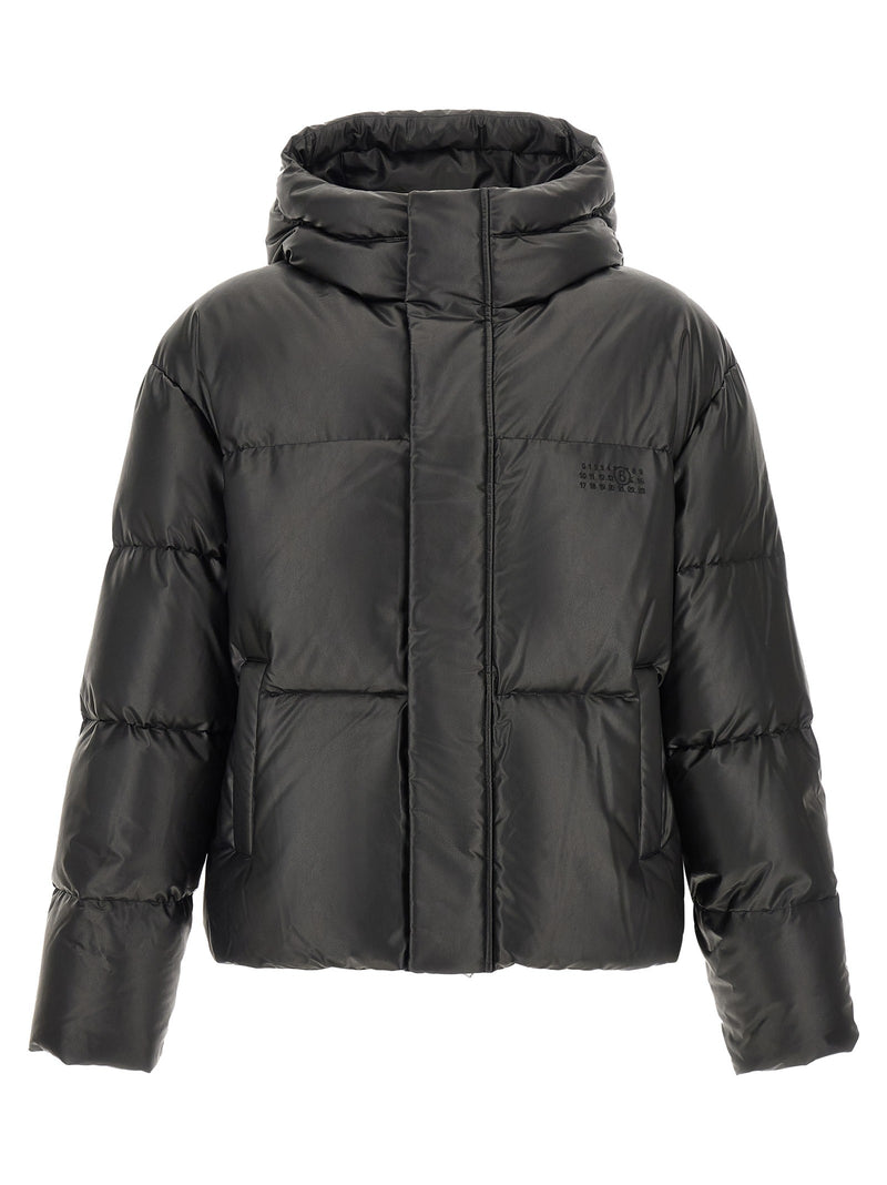 Lacquered finish down jacket
