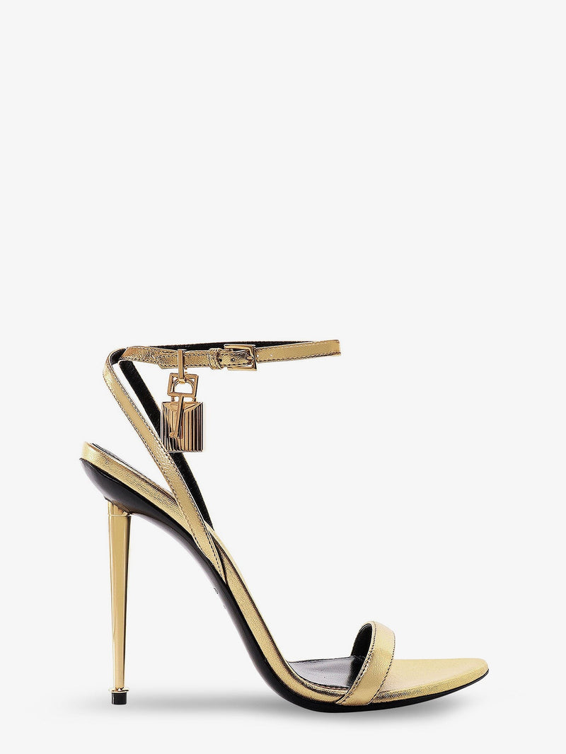 Laminated leather sandals with iconic padlock