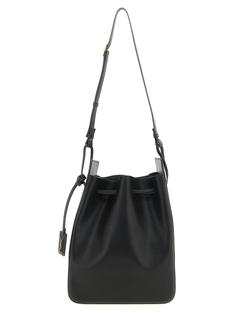 Large leather bucket bag