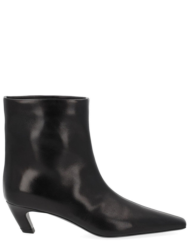 Le Loft De Paris black leather ankle boots with a square toe and comfortable kitten heel for a polished look.
