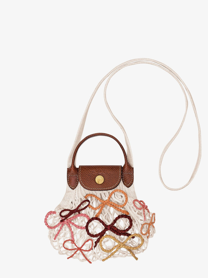 Le Pliage Filet canvas shoulder bag with raffia bow detail