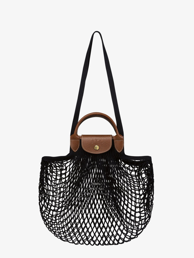 Le Pliage Filet L mesh and leather shoulder bag