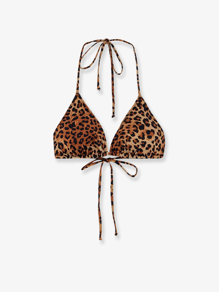 Leah nylon bikini top with animal print