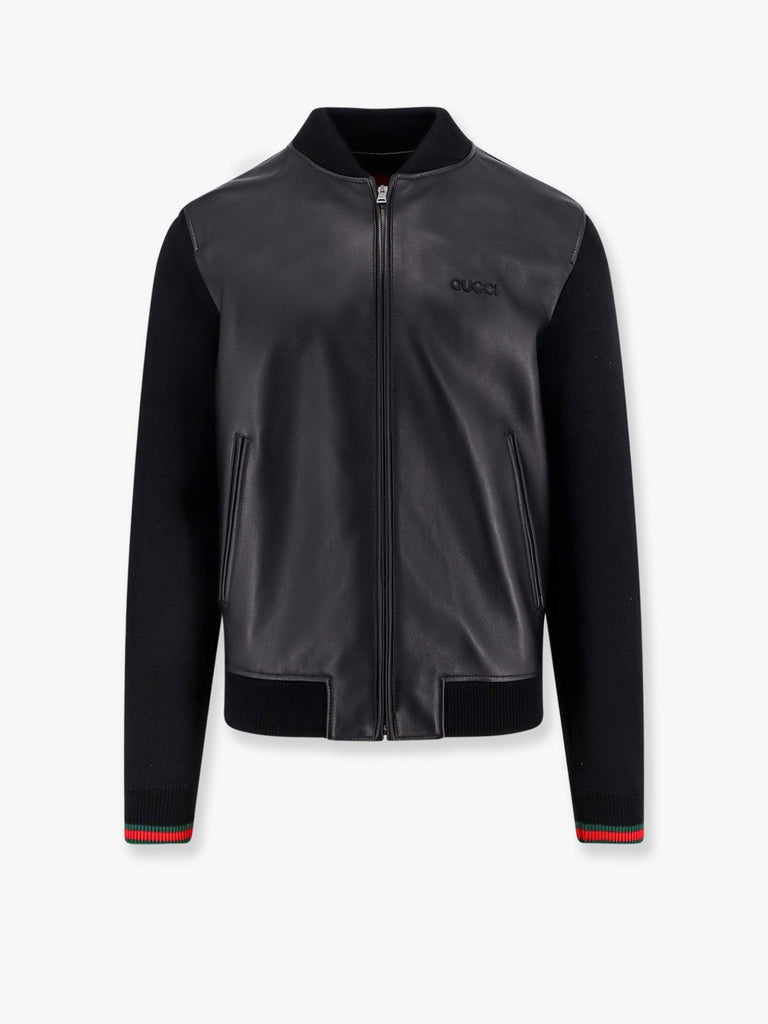 Leather and wool jacket