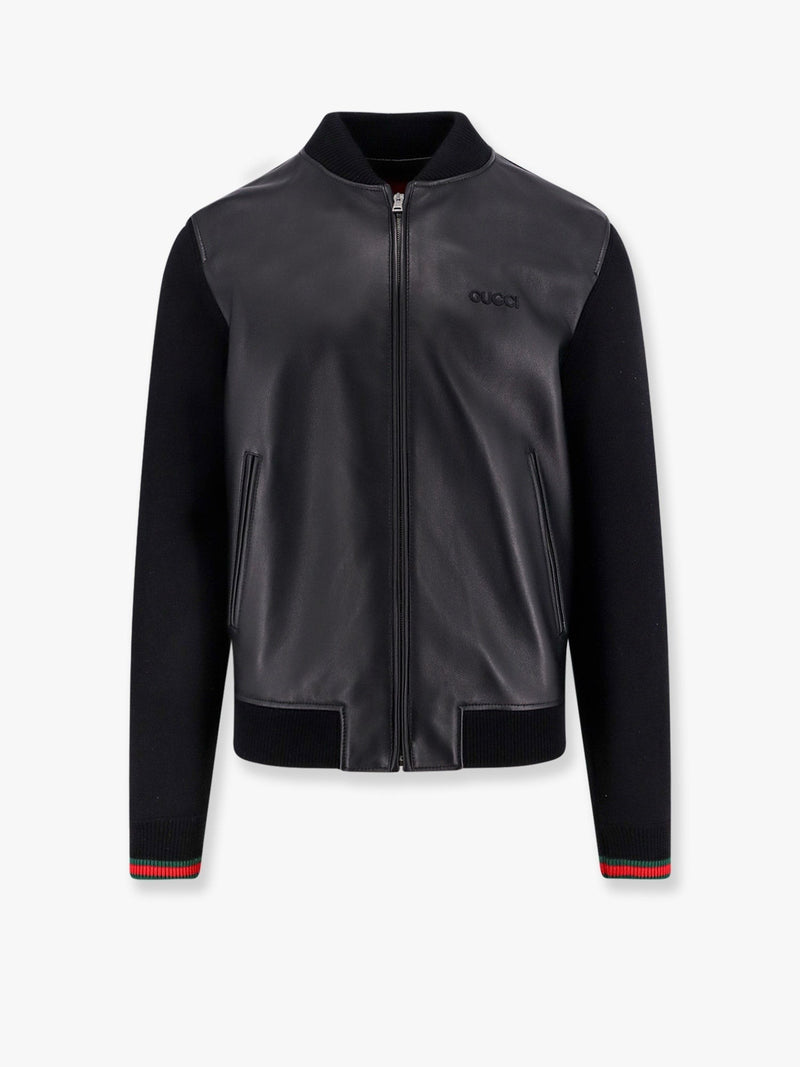 Leather and wool jacket