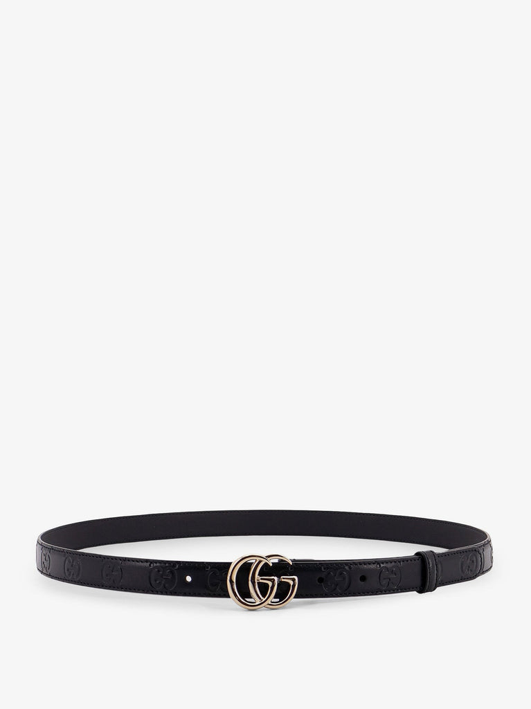 Leather belt with all-over GG logo