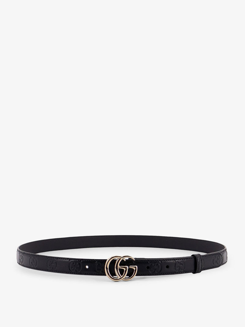 Leather belt with all-over GG logo