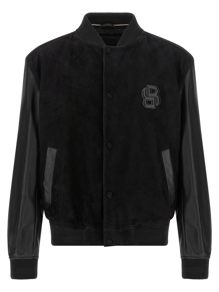 Leather bomber jacket