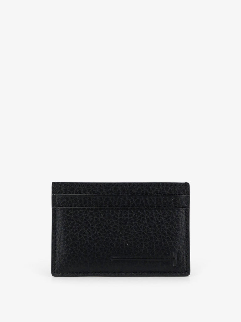 Leather card holder with embossed logo