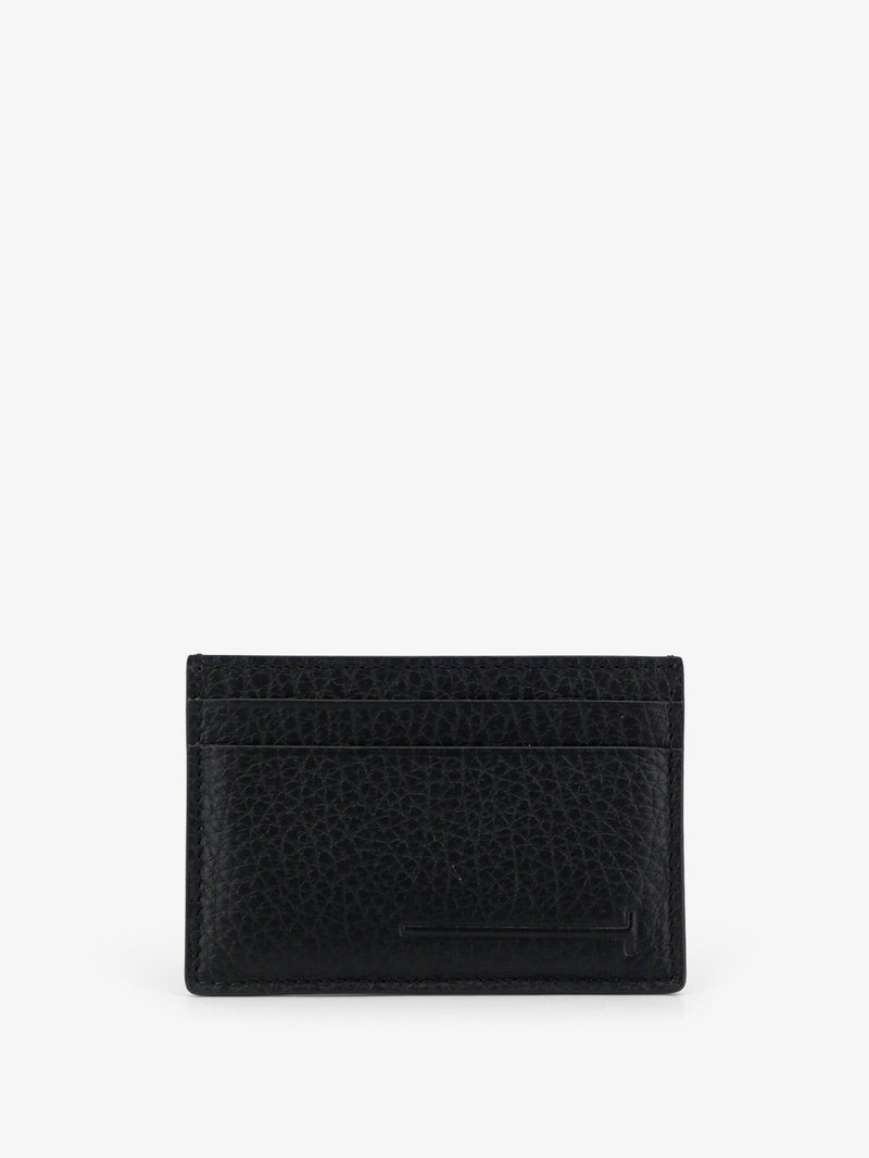 Leather card holder with embossed logo