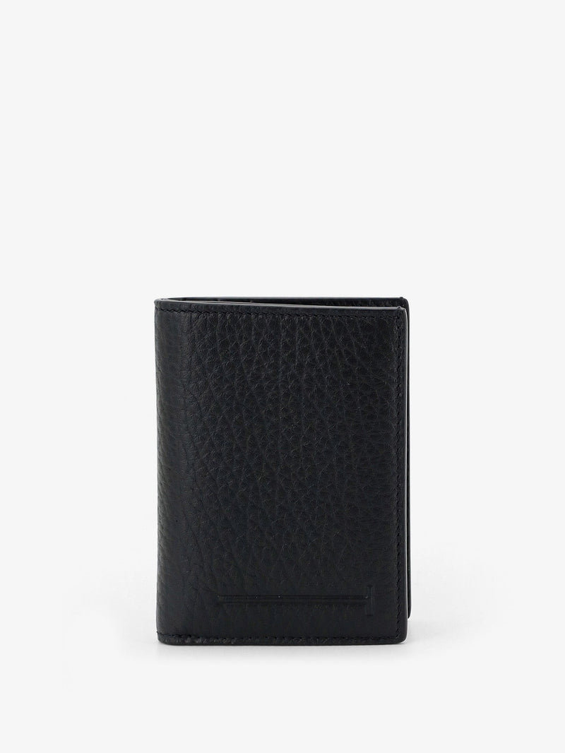 Leather card holder with embossed logo