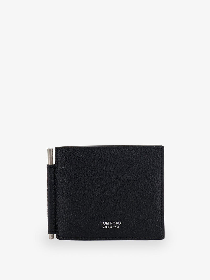Leather card holder with front logo