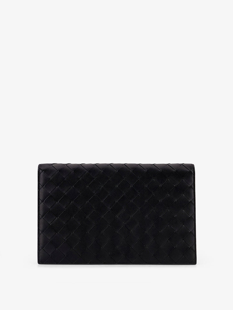 Leather clutch bag with Intrecciato motif