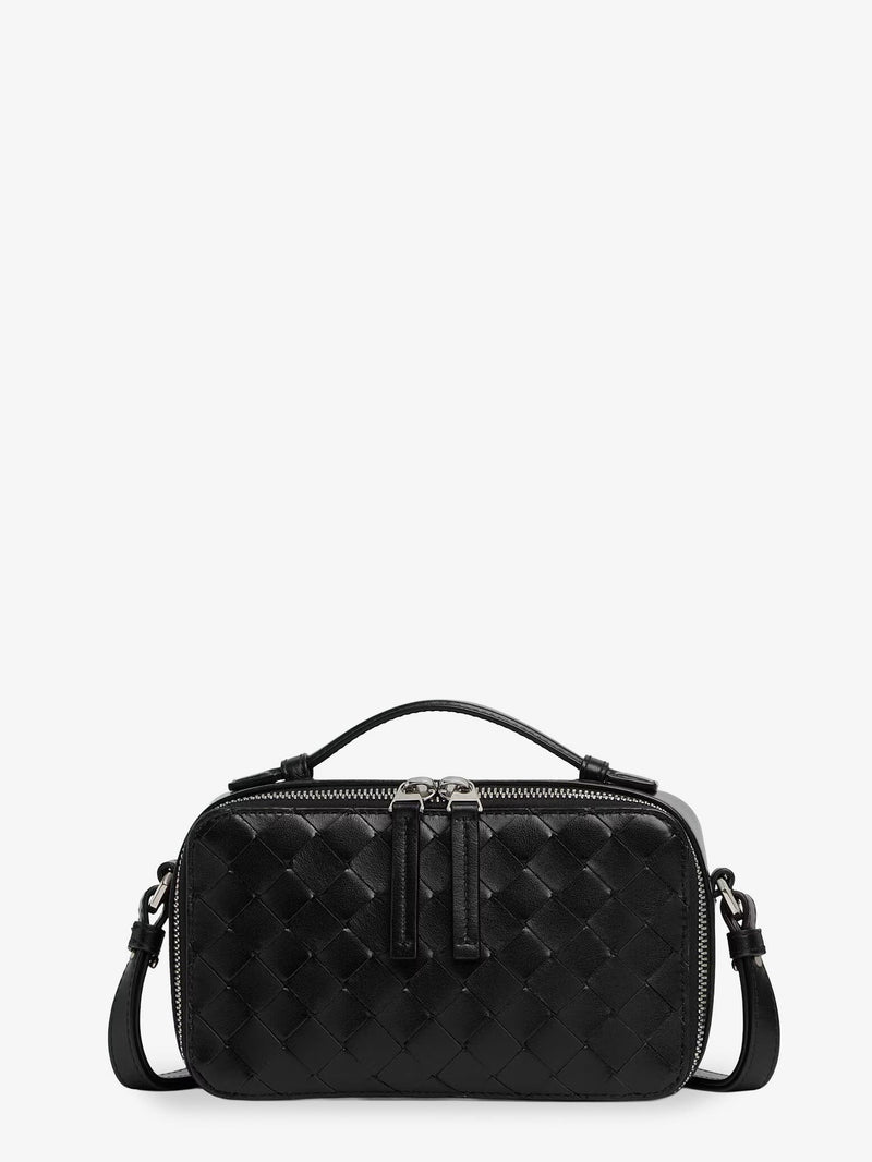 Leather clutch bag with Intrecciato motif