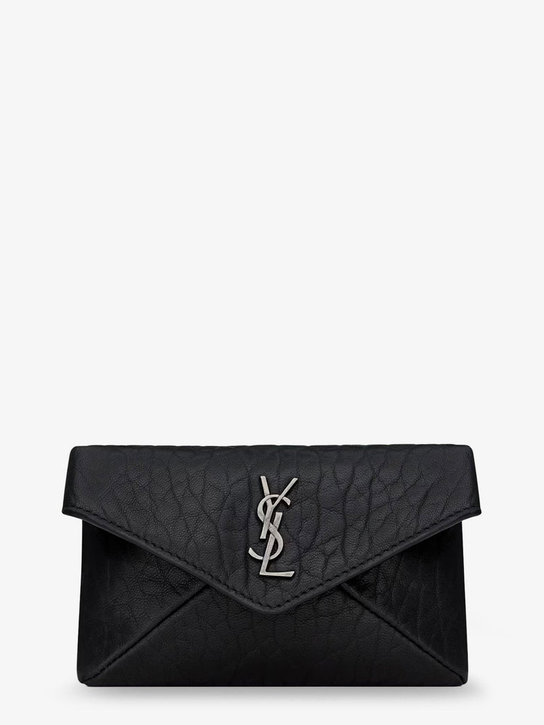 Leather Envelope card holder with Metal Cassandre logo
