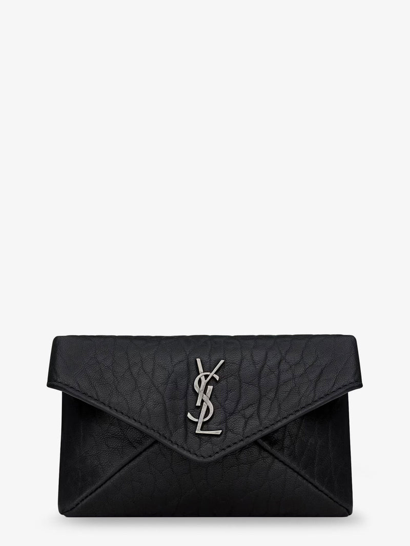 Leather Envelope card holder with Metal Cassandre logo