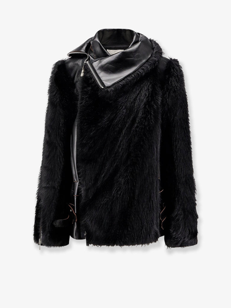 Leather Jacket with synthetic fur inserts