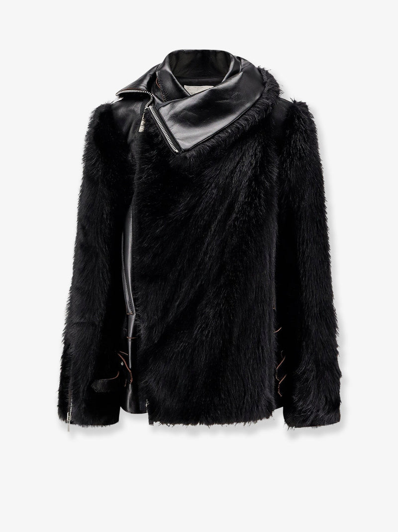 Leather Jacket with synthetic fur inserts