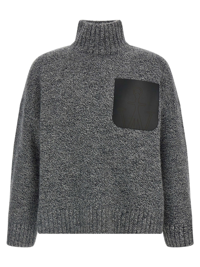 'Leather Patch Pocket' sweater